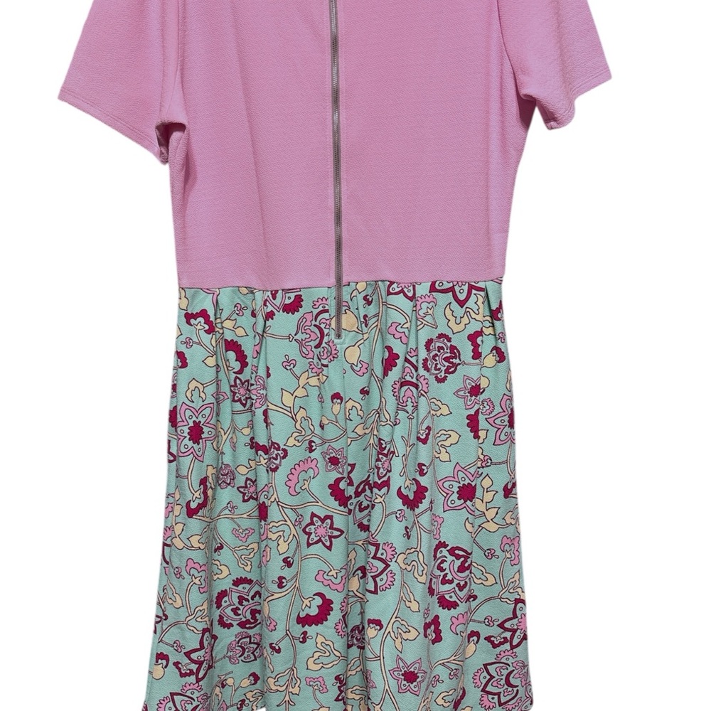 Pink and Teal Floral Dress lularoe Amelia - Picture 2 of 2